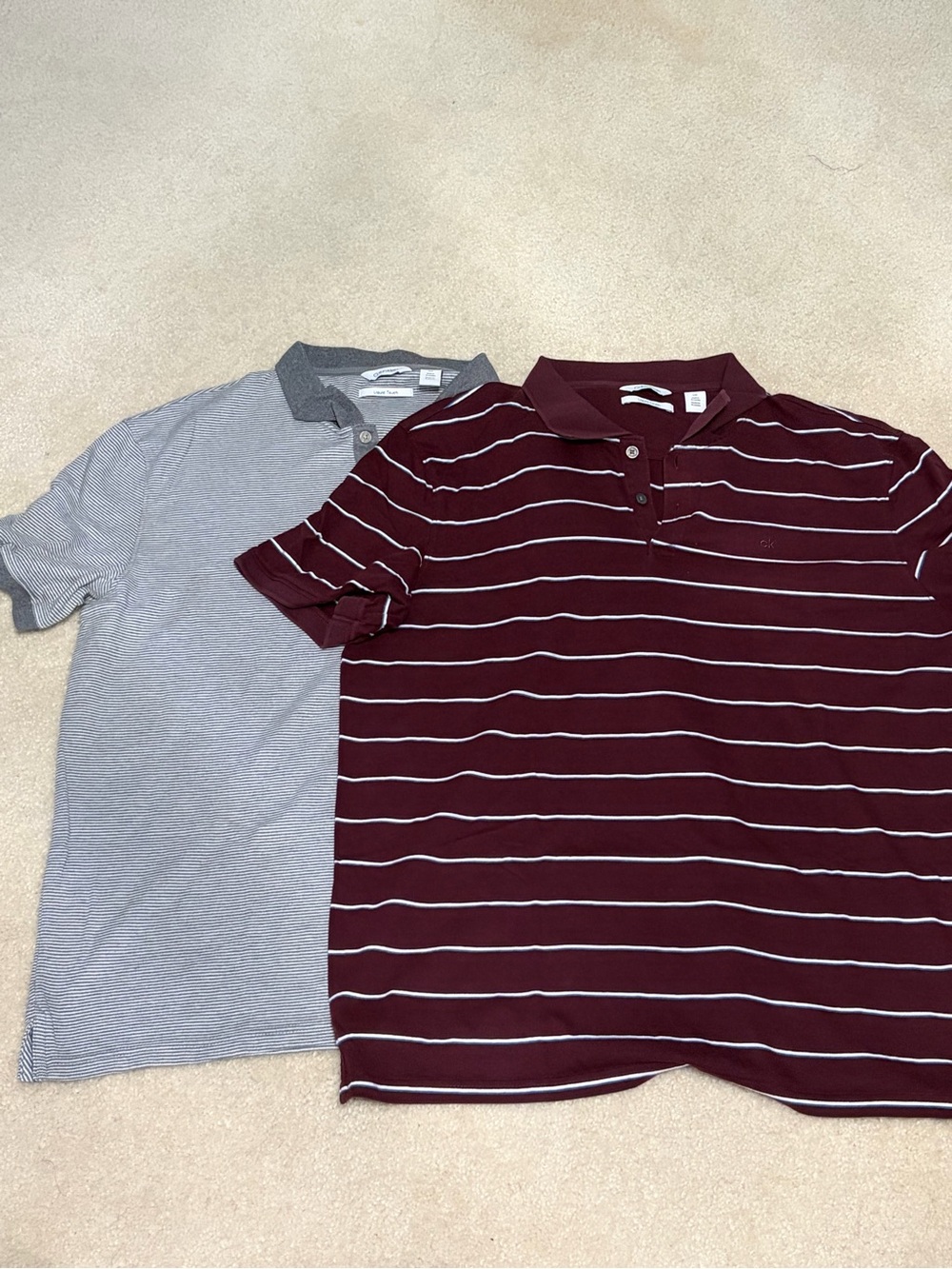 Calvin Klein Liquid Touch Polo Shirt Bundle 2 Pack Striped Large